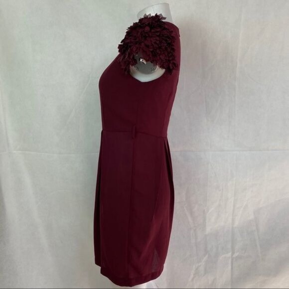 Esley Maroon Body Con Little Party Ruffle Capped Sleeve Dress Size S - Picture 5 of 9